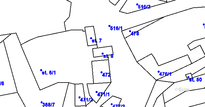 Parcela st. 8 v KÚ Strachujov, Katastrální mapa