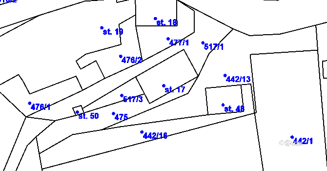 Parcela st. 17 v KÚ Strachujov, Katastrální mapa