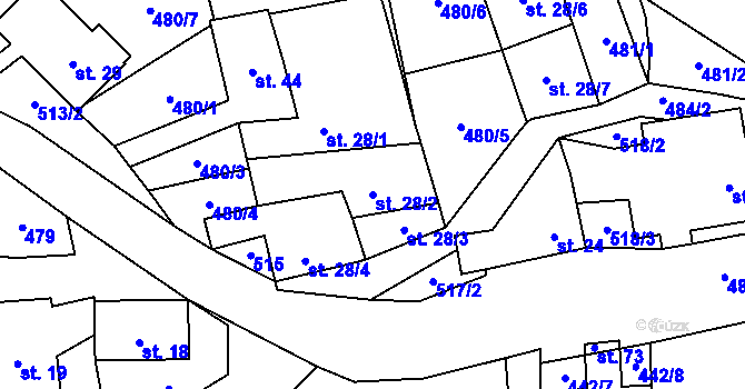Parcela st. 28/2 v KÚ Strachujov, Katastrální mapa