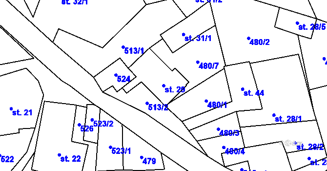 Parcela st. 29 v KÚ Strachujov, Katastrální mapa