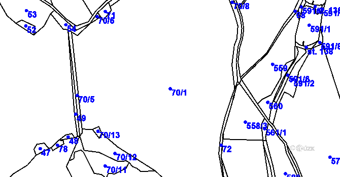 Parcela st. 70/1 v KÚ Strachujov, Katastrální mapa