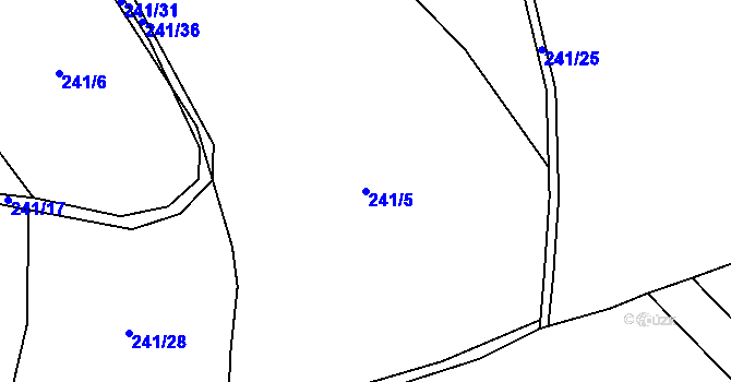 Parcela st. 241/5 v KÚ Strachujov, Katastrální mapa