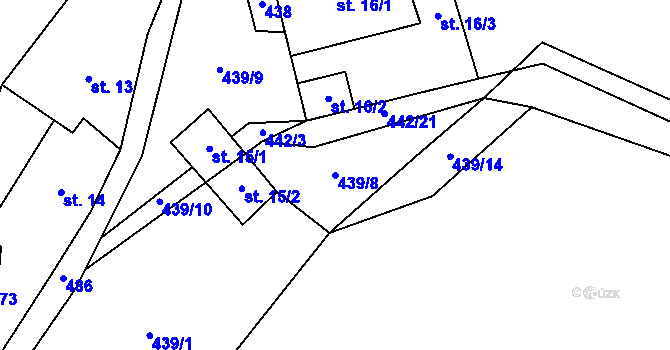 Parcela st. 439/8 v KÚ Strachujov, Katastrální mapa