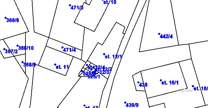 Parcela st. 12/1 v KÚ Strachujov, Katastrální mapa