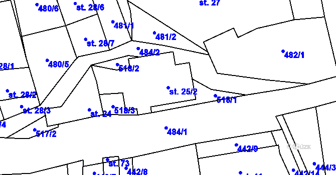 Parcela st. 25/2 v KÚ Strachujov, Katastrální mapa