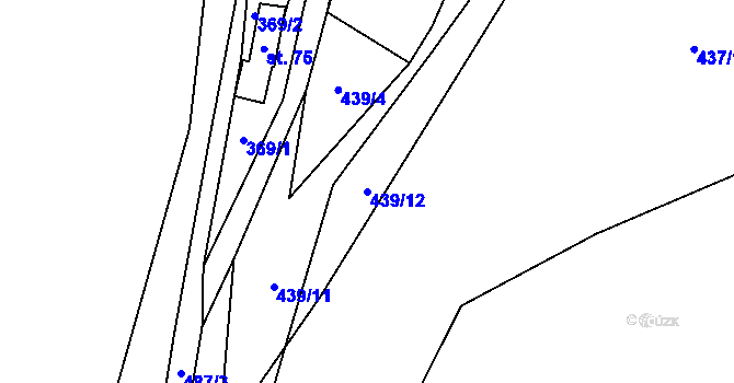 Parcela st. 439/12 v KÚ Strachujov, Katastrální mapa