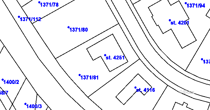 Parcela st. 4251 v KÚ Strakonice, Katastrální mapa
