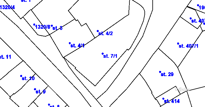 Parcela st. 7/1 v KÚ Strakonice, Katastrální mapa