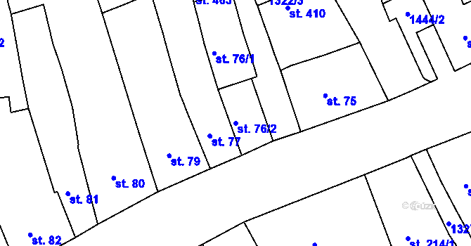 Parcela st. 76/2 v KÚ Strakonice, Katastrální mapa