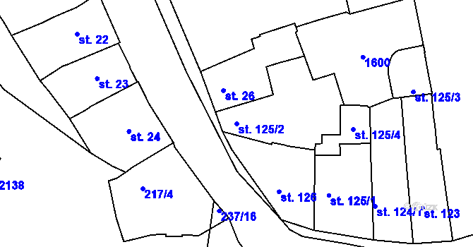 Parcela st. 125/2 v KÚ Strakonice, Katastrální mapa