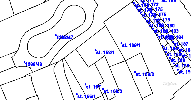 Parcela st. 168/1 v KÚ Strakonice, Katastrální mapa