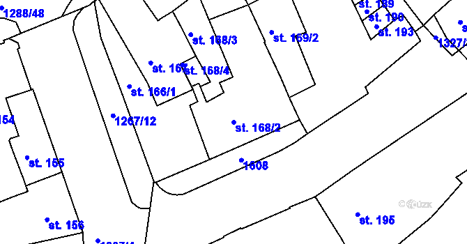 Parcela st. 168/2 v KÚ Strakonice, Katastrální mapa