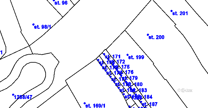 Parcela st. 171 v KÚ Strakonice, Katastrální mapa