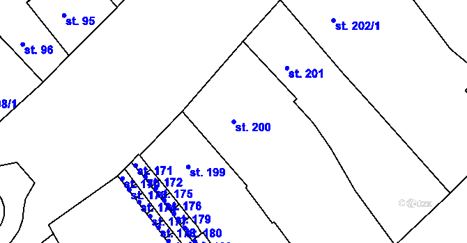 Parcela st. 200 v KÚ Strakonice, Katastrální mapa