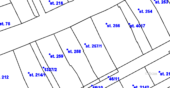 Parcela st. 257/1 v KÚ Strakonice, Katastrální mapa