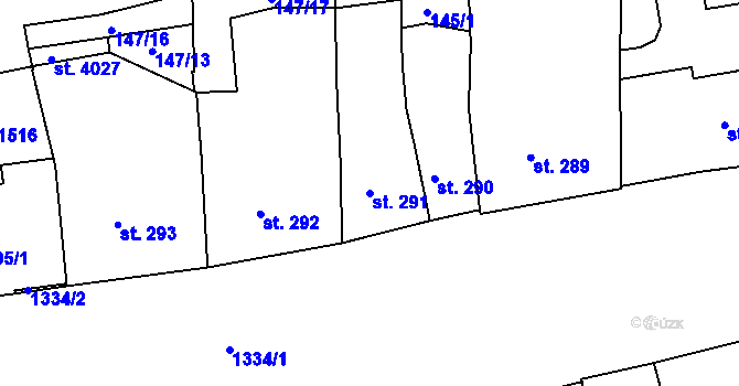 Parcela st. 291 v KÚ Strakonice, Katastrální mapa