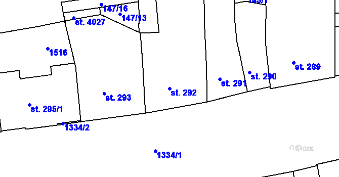 Parcela st. 292 v KÚ Strakonice, Katastrální mapa