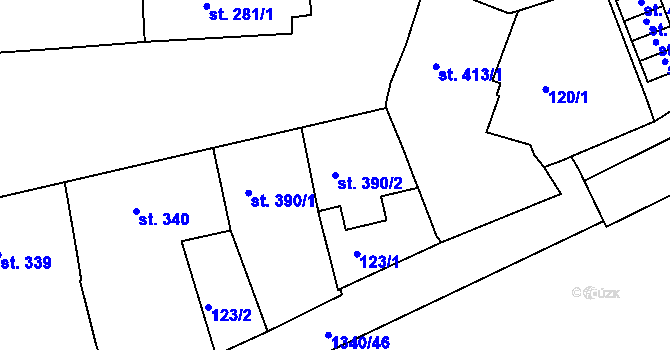 Parcela st. 390/2 v KÚ Strakonice, Katastrální mapa