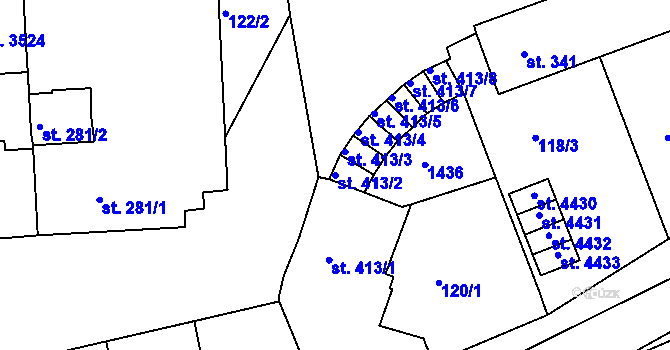 Parcela st. 413/2 v KÚ Strakonice, Katastrální mapa