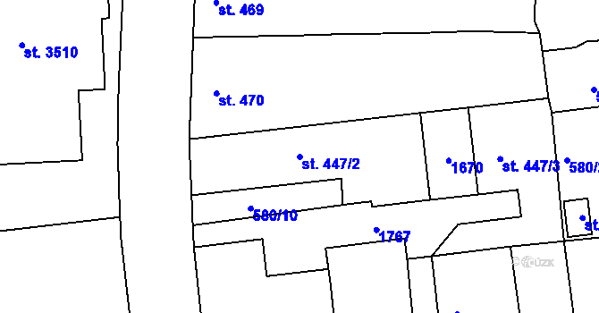 Parcela st. 447/2 v KÚ Strakonice, Katastrální mapa