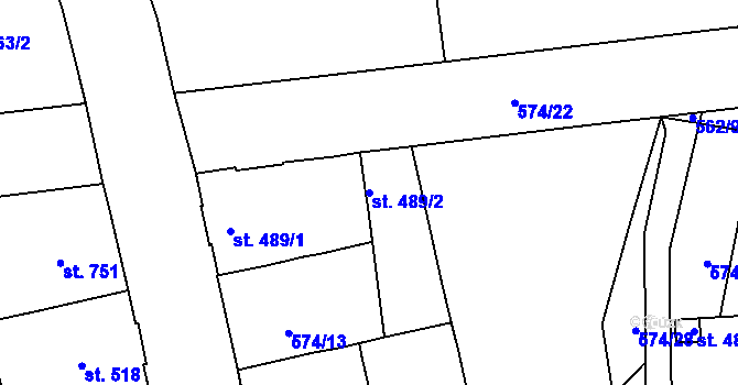 Parcela st. 489/2 v KÚ Strakonice, Katastrální mapa