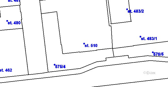 Parcela st. 510 v KÚ Strakonice, Katastrální mapa