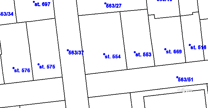 Parcela st. 554 v KÚ Strakonice, Katastrální mapa