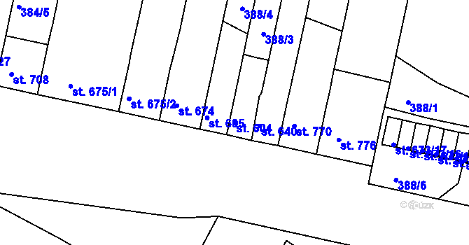 Parcela st. 604 v KÚ Strakonice, Katastrální mapa