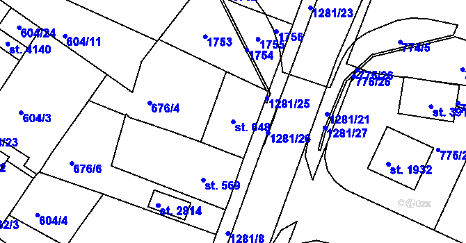 Parcela st. 648 v KÚ Strakonice, Katastrální mapa