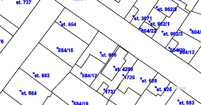 Parcela st. 695 v KÚ Strakonice, Katastrální mapa