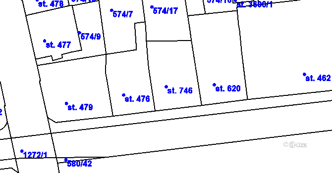 Parcela st. 746 v KÚ Strakonice, Katastrální mapa