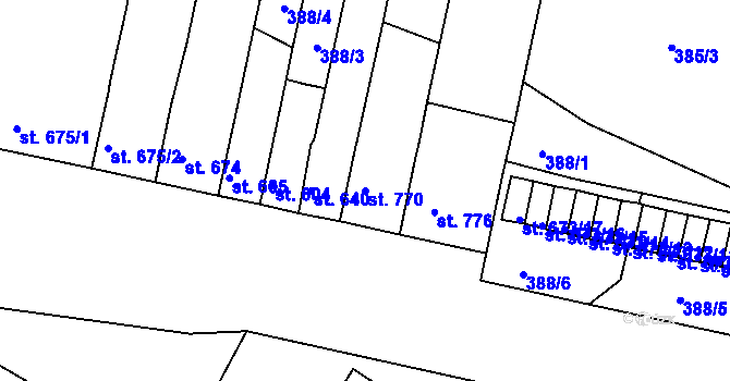 Parcela st. 770 v KÚ Strakonice, Katastrální mapa