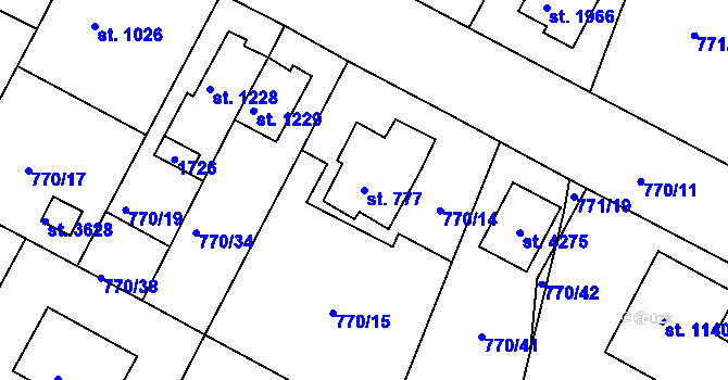 Parcela st. 777 v KÚ Strakonice, Katastrální mapa