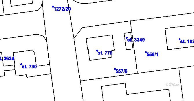 Parcela st. 778 v KÚ Strakonice, Katastrální mapa