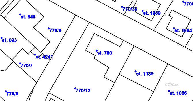 Parcela st. 780 v KÚ Strakonice, Katastrální mapa