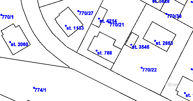 Parcela st. 788 v KÚ Strakonice, Katastrální mapa