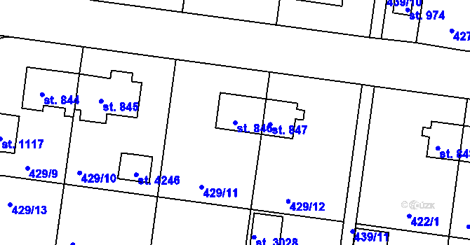 Parcela st. 846 v KÚ Strakonice, Katastrální mapa
