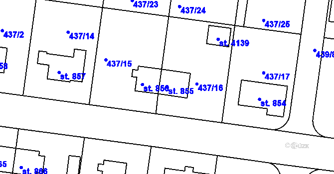 Parcela st. 855 v KÚ Strakonice, Katastrální mapa