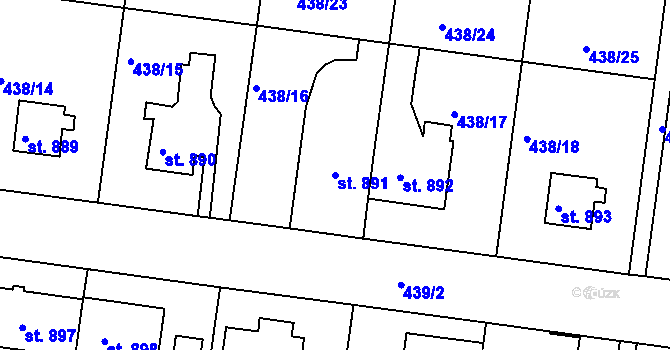Parcela st. 891 v KÚ Strakonice, Katastrální mapa
