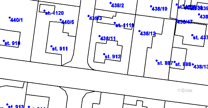 Parcela st. 912 v KÚ Strakonice, Katastrální mapa
