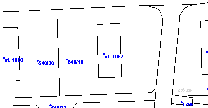 Parcela st. 1087 v KÚ Strakonice, Katastrální mapa