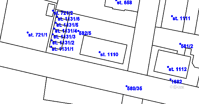 Parcela st. 1110 v KÚ Strakonice, Katastrální mapa