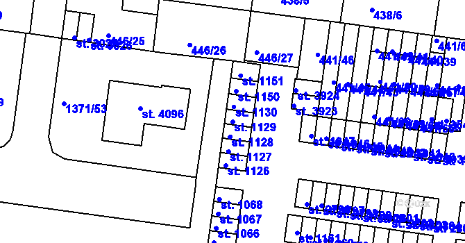 Parcela st. 1129 v KÚ Strakonice, Katastrální mapa