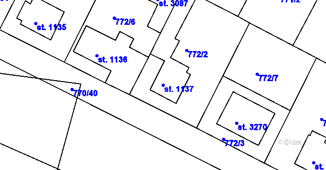 Parcela st. 1137 v KÚ Strakonice, Katastrální mapa