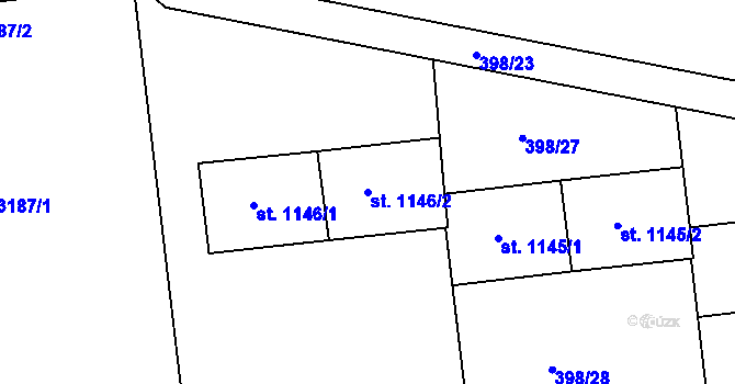 Parcela st. 1146/2 v KÚ Strakonice, Katastrální mapa