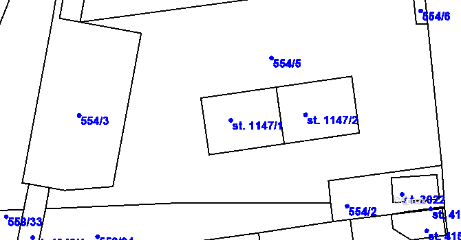 Parcela st. 1147/1 v KÚ Strakonice, Katastrální mapa