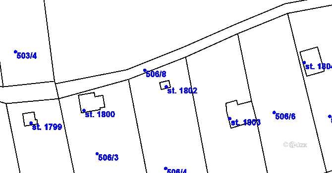 Parcela st. 1802 v KÚ Strakonice, Katastrální mapa
