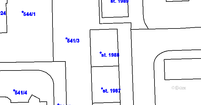 Parcela st. 1988 v KÚ Strakonice, Katastrální mapa
