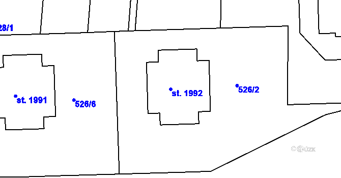 Parcela st. 1992 v KÚ Strakonice, Katastrální mapa