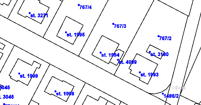 Parcela st. 1994 v KÚ Strakonice, Katastrální mapa